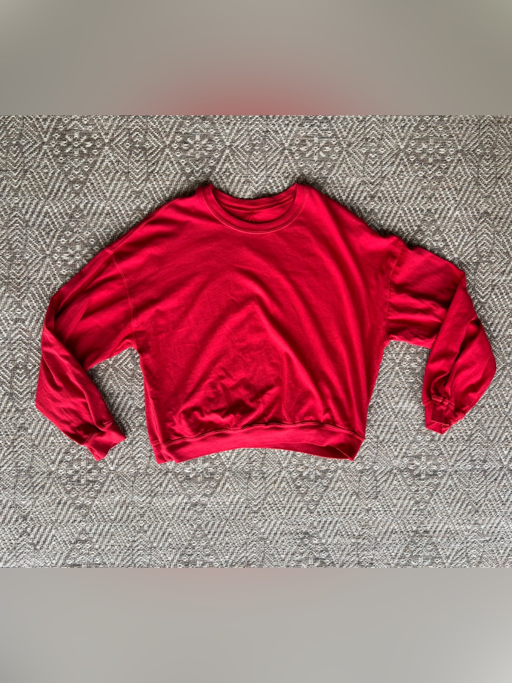 Le Bon Shoppe Red Cropped Long Sleeve Tee Cotton Boxy Top Womens Medium